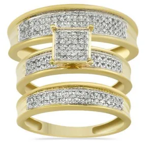 10K Yellow Gold Diamond Wedding Band Set 0.47 Ctw