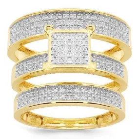 10K Yellow Solid Gold Diamond Wedding Ring Band Set 0.50 Ctw