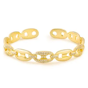 14K Gold Cuff Bangle Bracelets for Women- Hollow