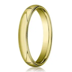 3mm Domed Milgrain Polished Finish Comfort-fit 10K Yellow Gold Wedding Band