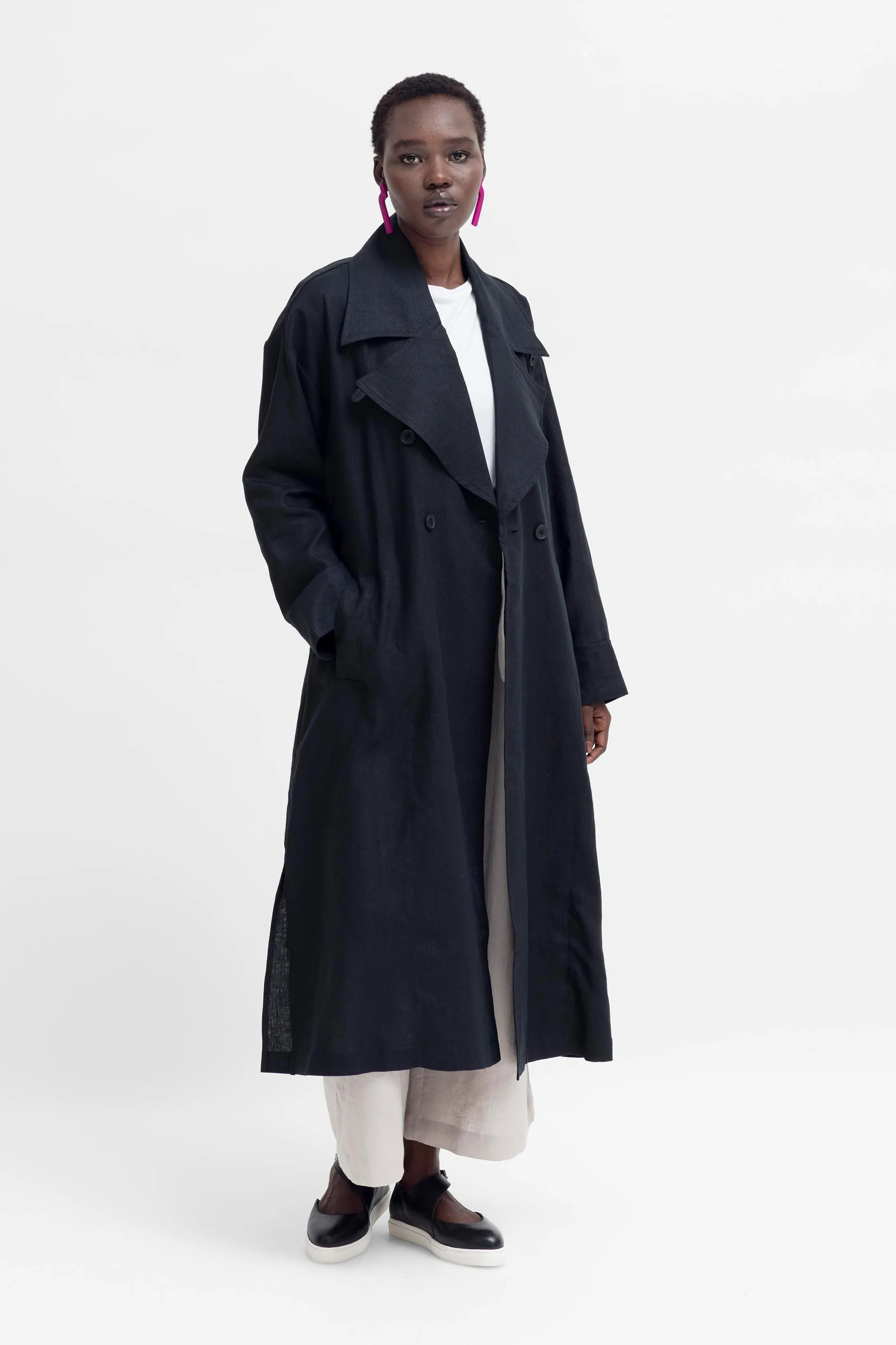 Anneli Linen Trench Coat