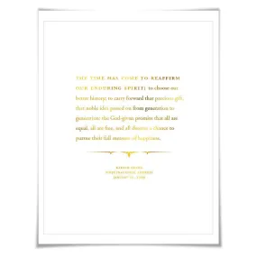 Barack Obama 2009 Inauguration Speech Gold Foil Art Print. 7 Foil Colours. Graduation Gift. American History