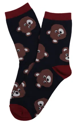 Barb Bear Cotton Socks Navy