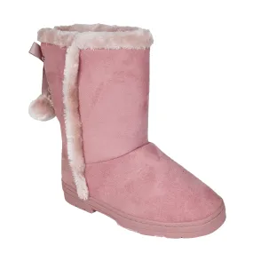 bebe Girl's Winter Boots Fur Boot Cuffs Sherpa Lined Shearling Microsuede Boots - Warm Boots For Girls, Blush