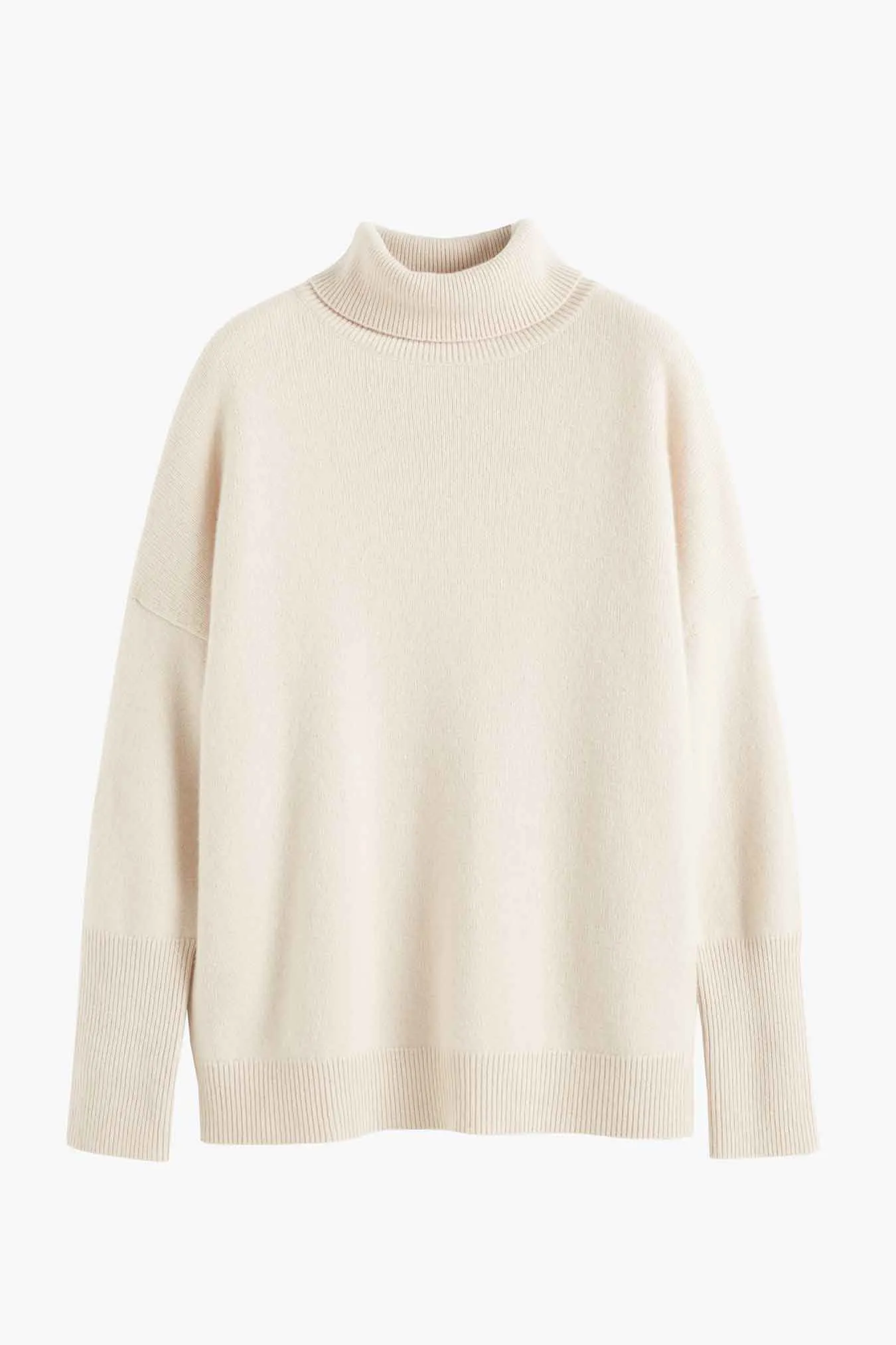 Bone Cashmere Rollneck Sweater