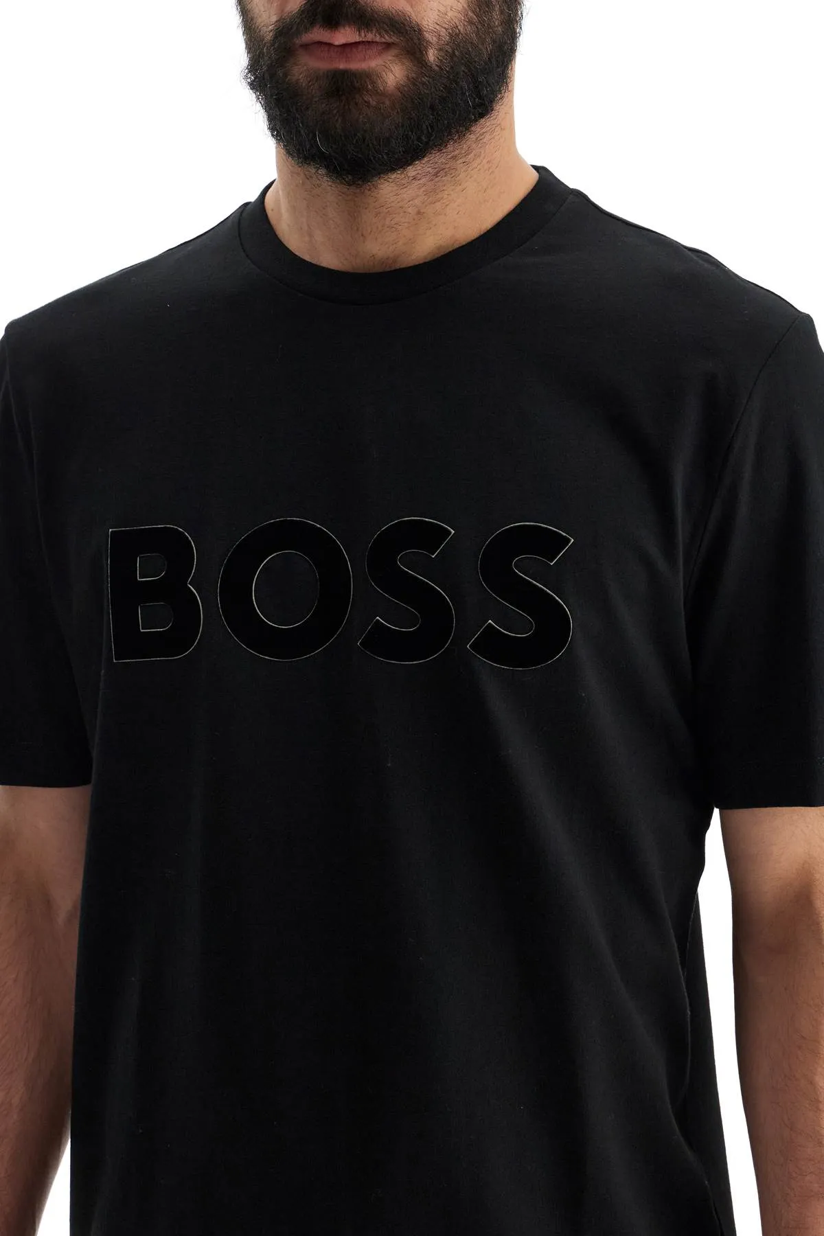 Boss Men's Flocked Logo T-Shirt With