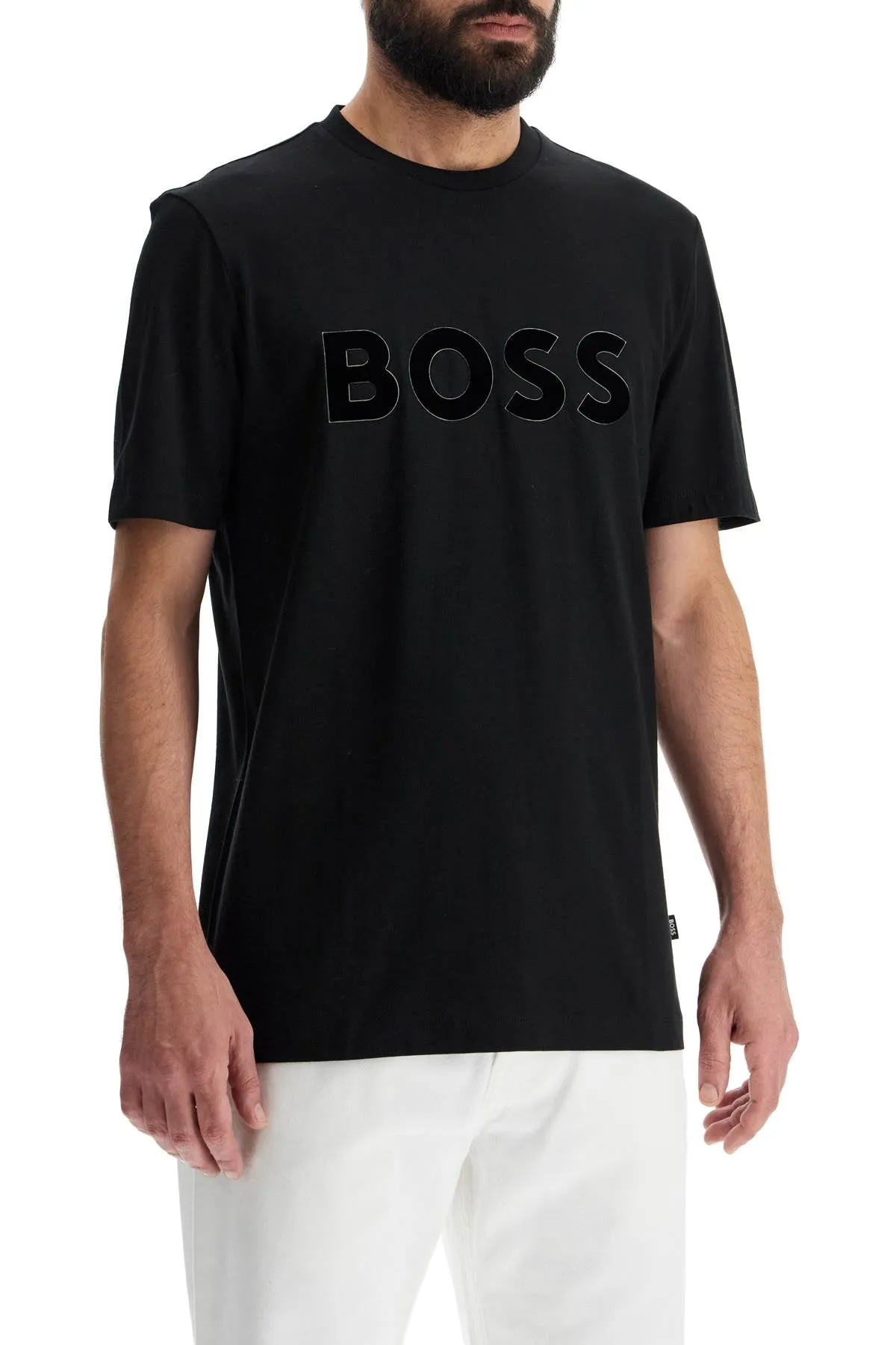 Boss Men's Flocked Logo T-Shirt With