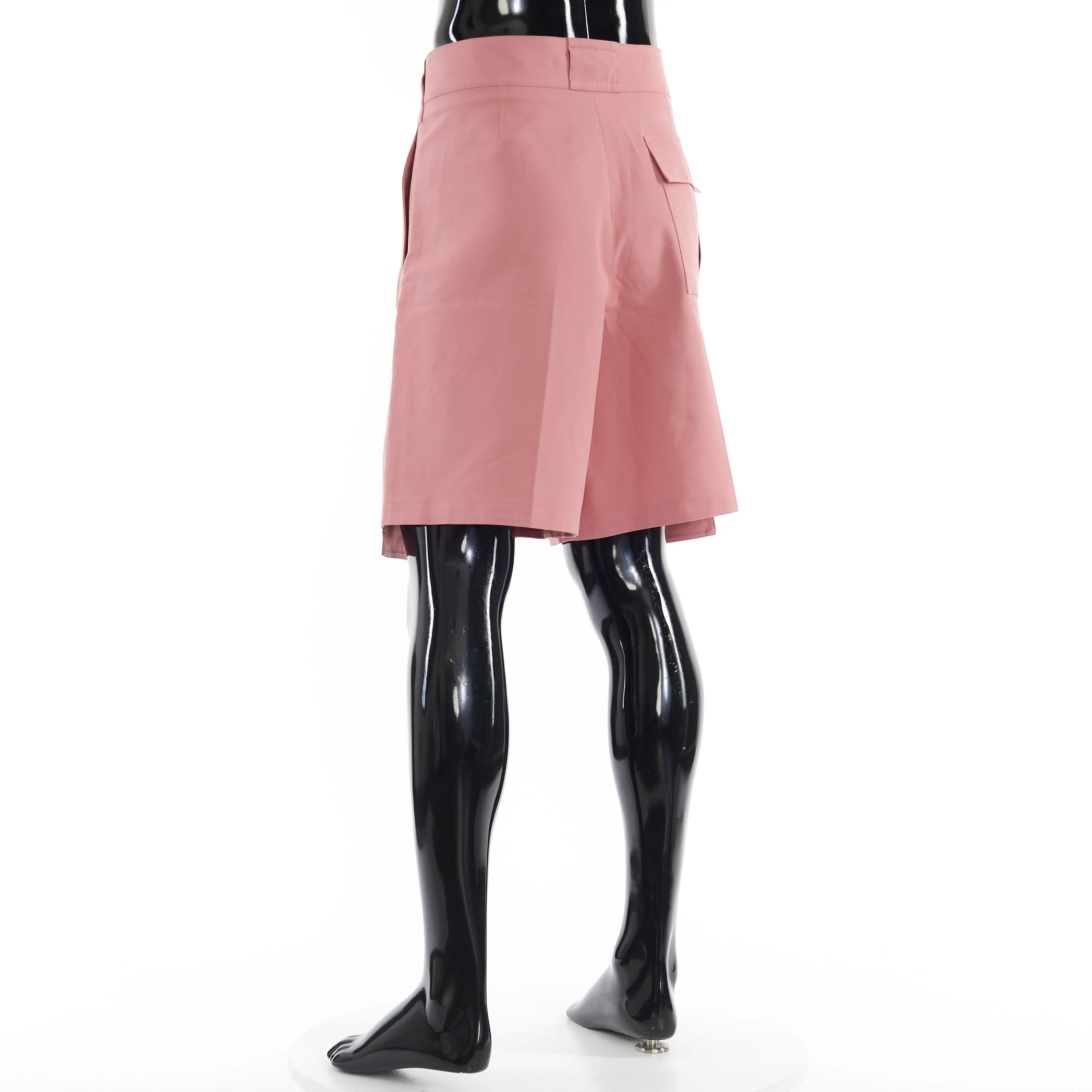 Cargo Bermuda Shorts With Buckle In Pink Cotton Faille