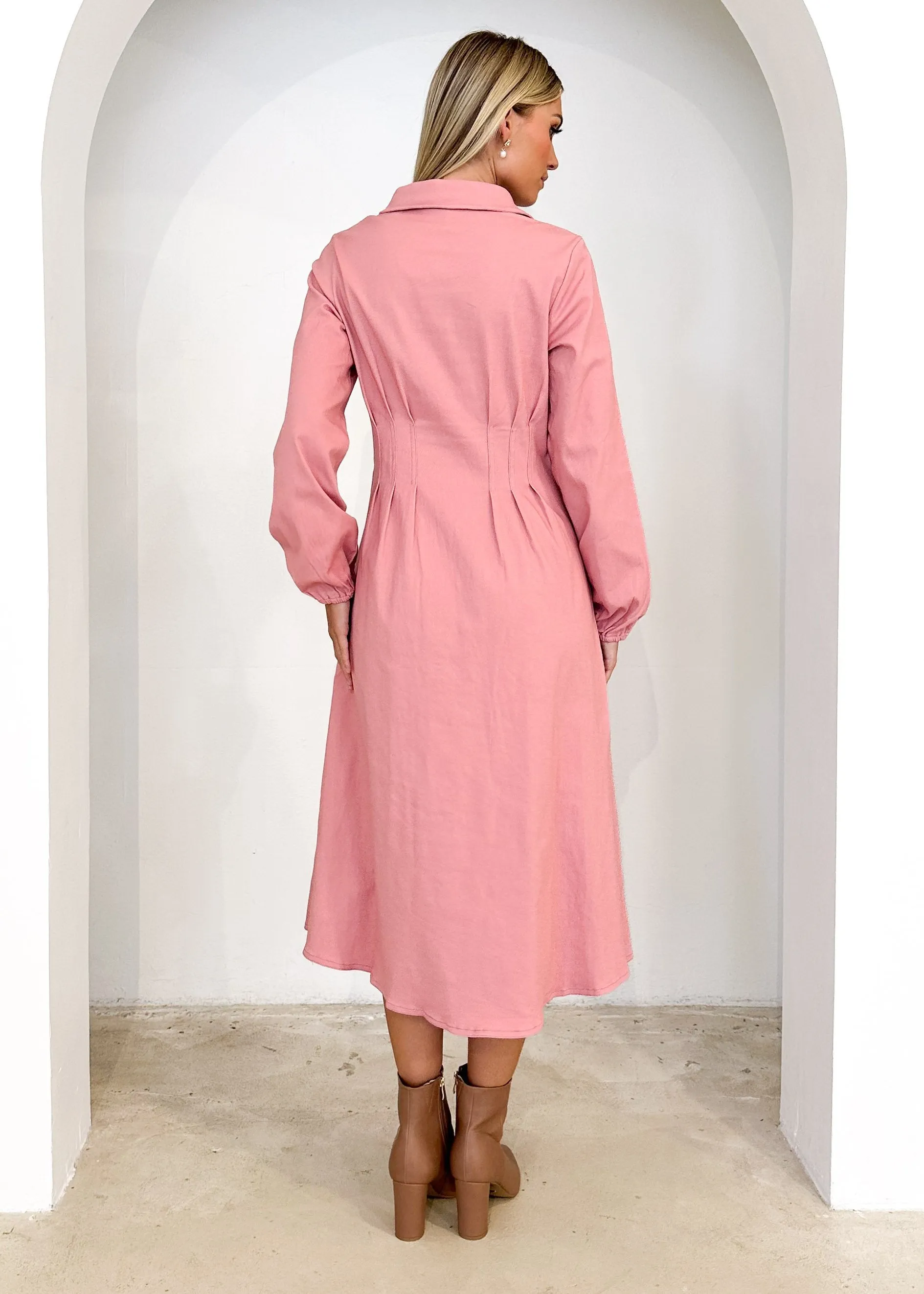 Chrissly Denim Midi Dress - Pink