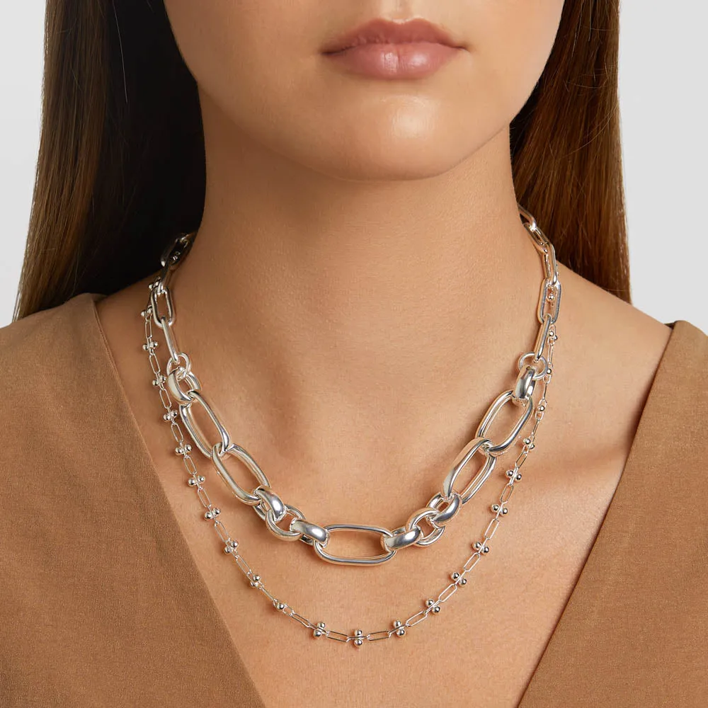 Chunky Paperclip Chain Necklace in Silver