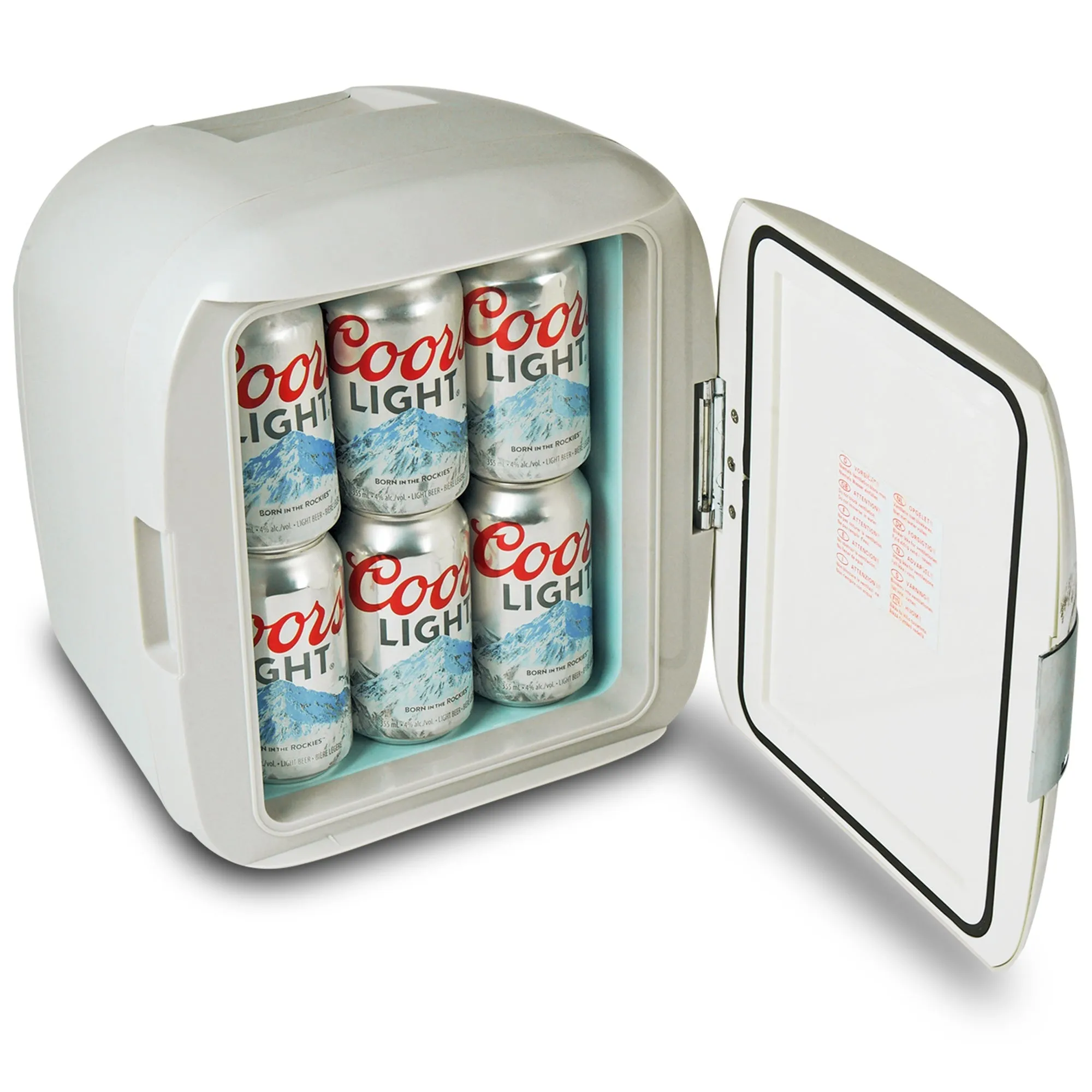 Coors Light 12 Can Portable Mini Fridge 12V DC 110V AC Cooler/Warmer 7.9L (8.3 qt), Personal Travel Fridge for Beer Snacks Lunch Takeout, Includes 12V and AC Cords, Home Office Dorm Travel, Gray