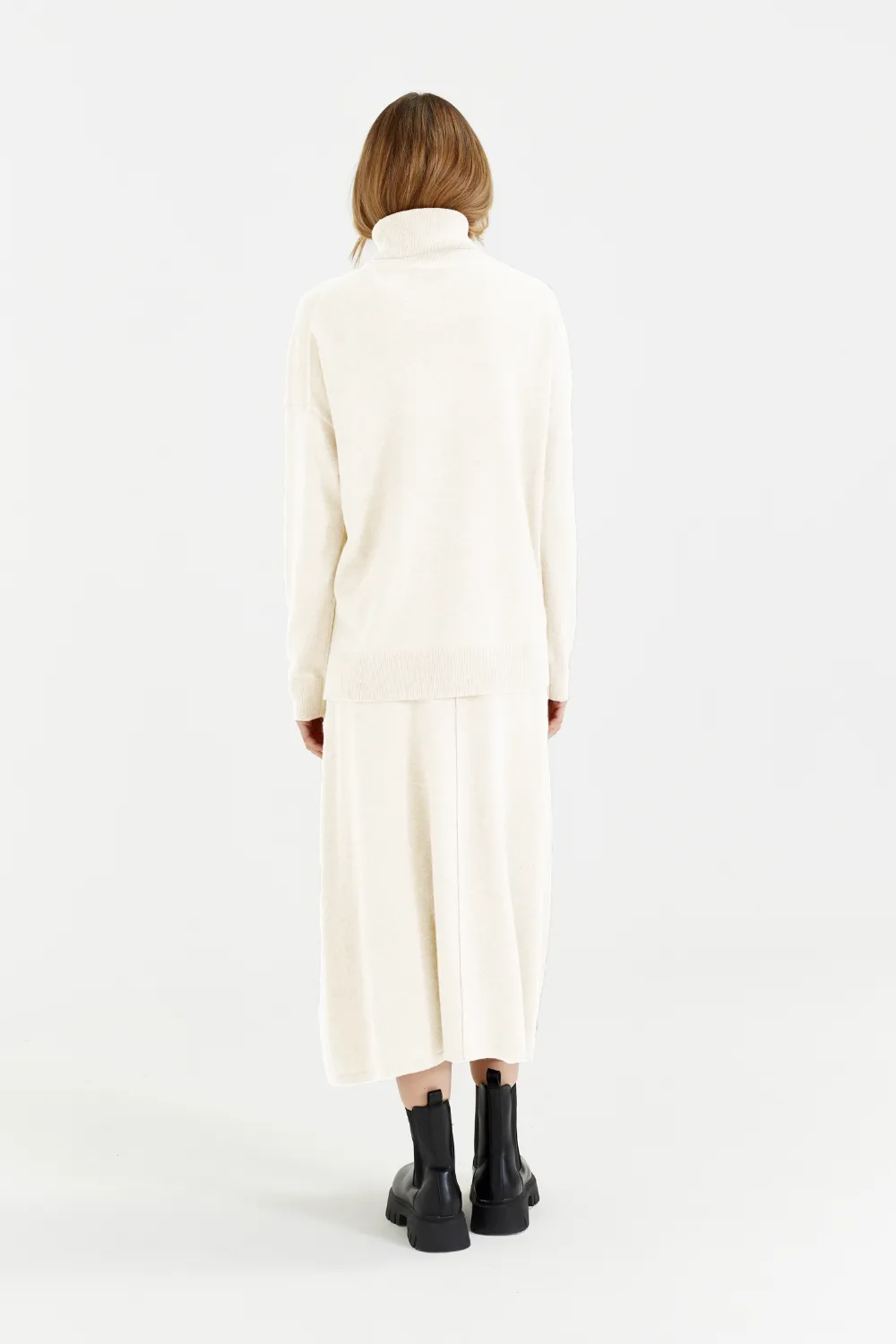 Cream Wool-Cashmere Rollneck Sweater