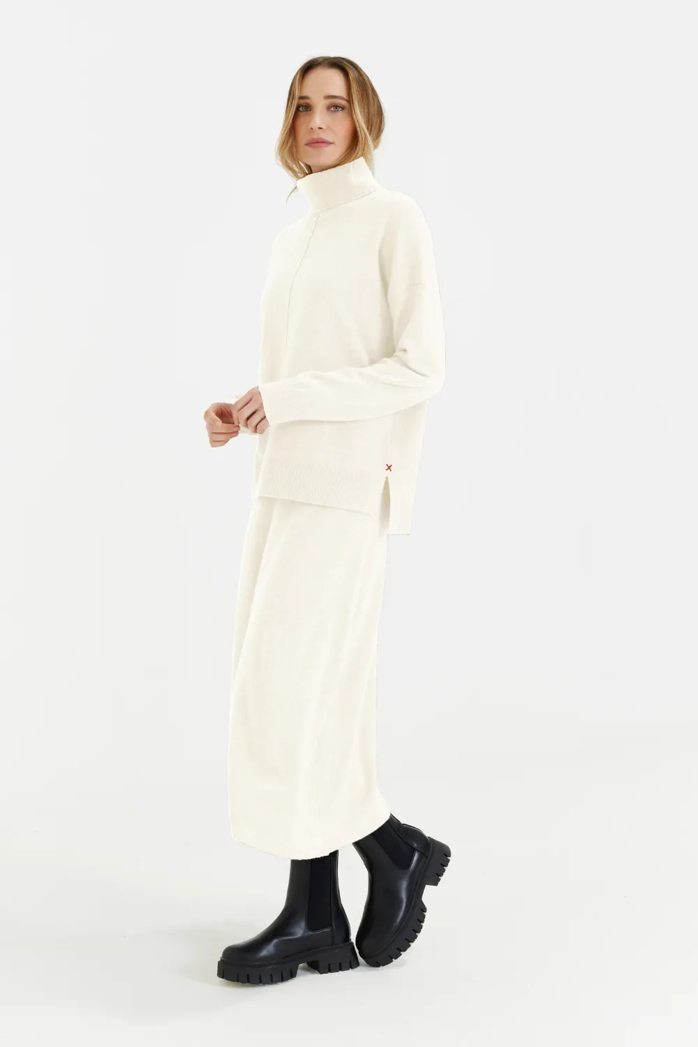 Cream Wool-Cashmere Rollneck Sweater