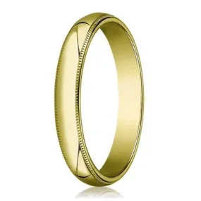 Designer 3 mm Traditional Fit Milgrain 10K Yellow Gold Wedding Band