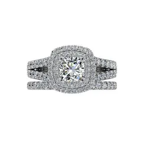 Diamond Engagement Ring and Wedding Band Set 0.95ctw