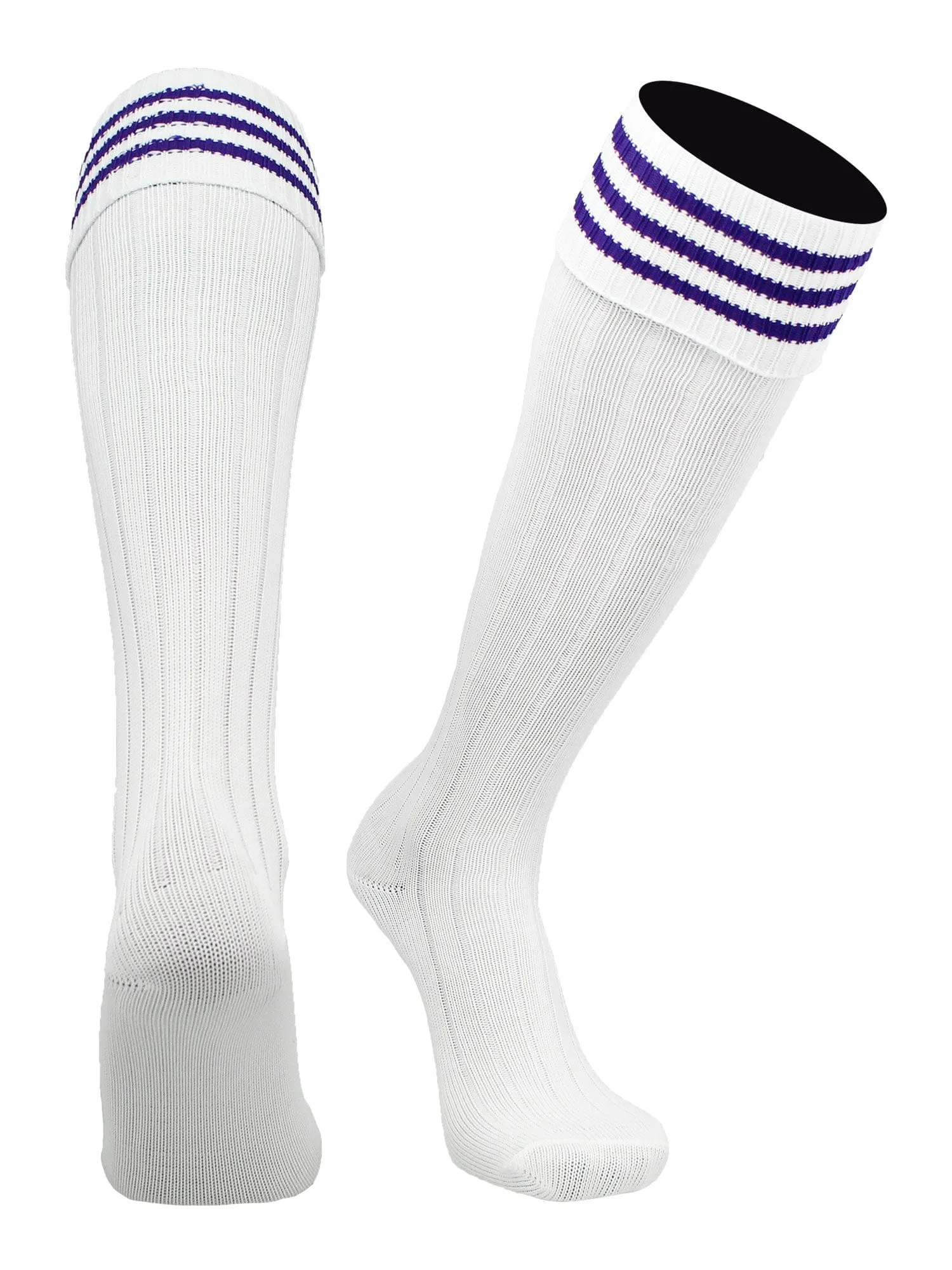 European Striped Soccer Socks Fold Down Top