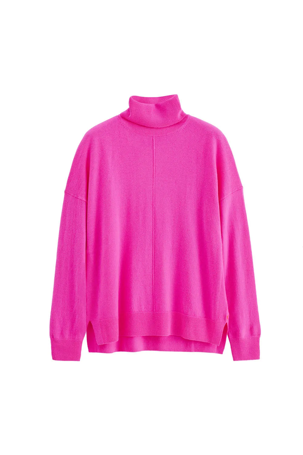 Fuchsia Wool-Cashmere Relaxed Rollneck Sweater