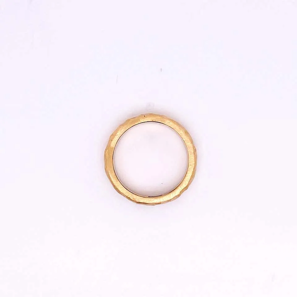 Gold Band Ring, Hammered, Yellow Gold, Handmade, Wedding Band, Stackable