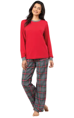 Gray Plaid Pullover Jersey Flannel Pajamas