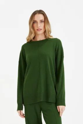 Green Wool-Cashmere Slouchy Sweater