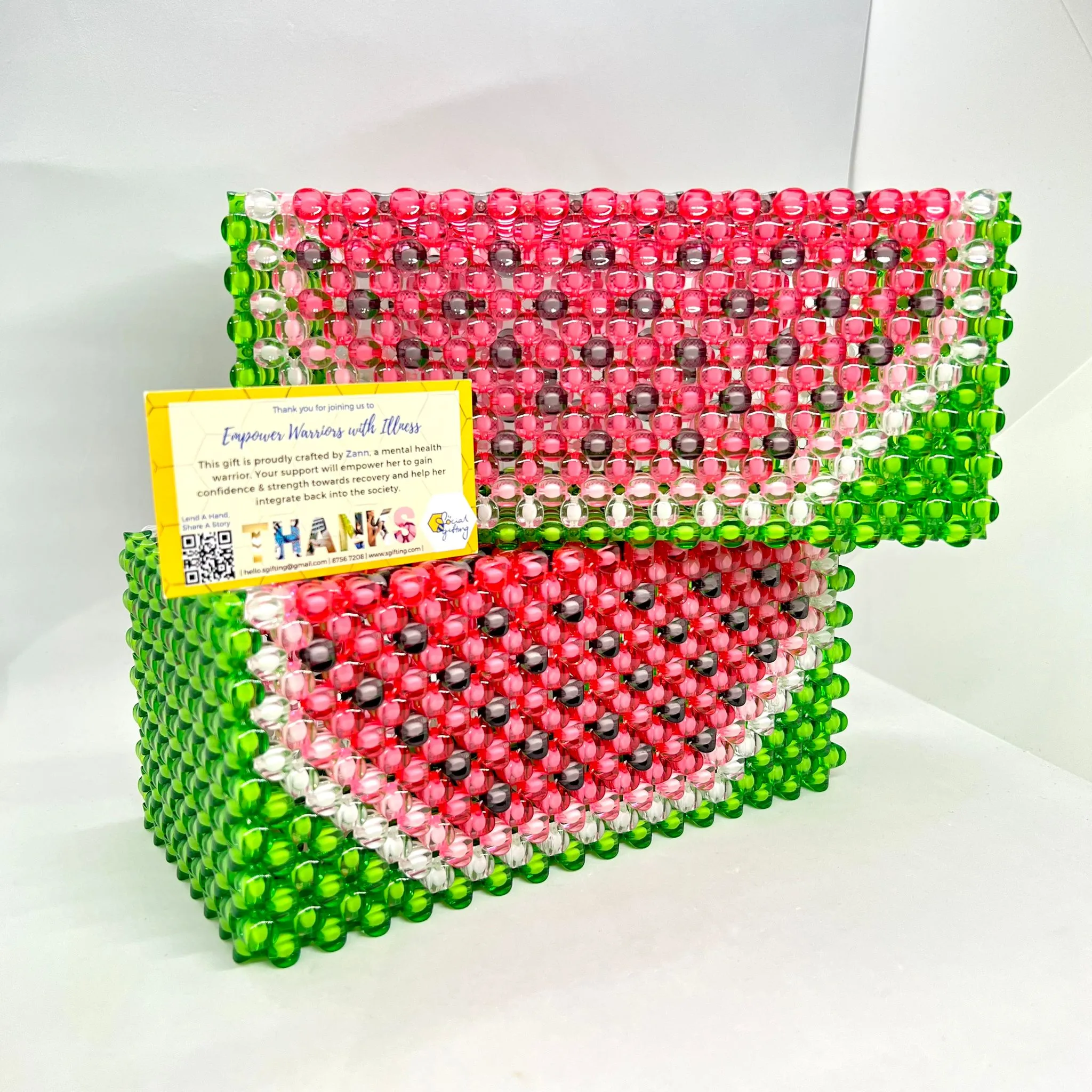 Handmade Beaded Watermelon Tissue Box