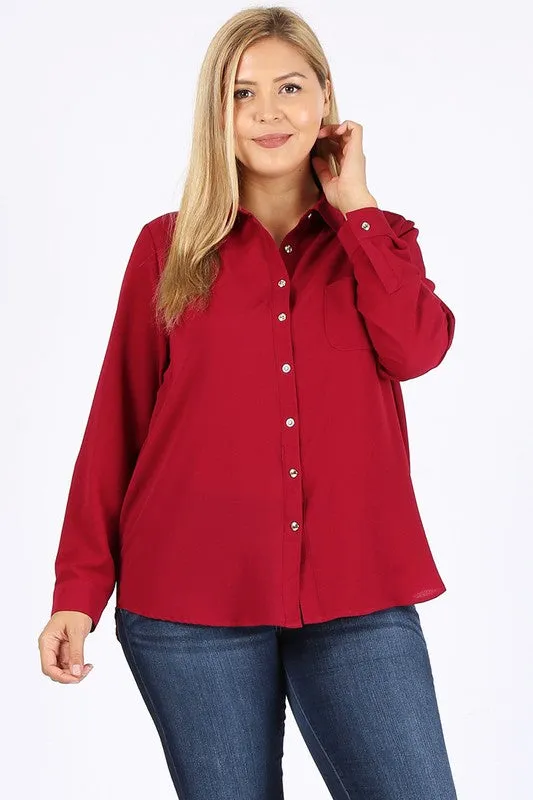 Hi Curvy Plus Size Women Koshibo Roll Up Sleeve Shirts