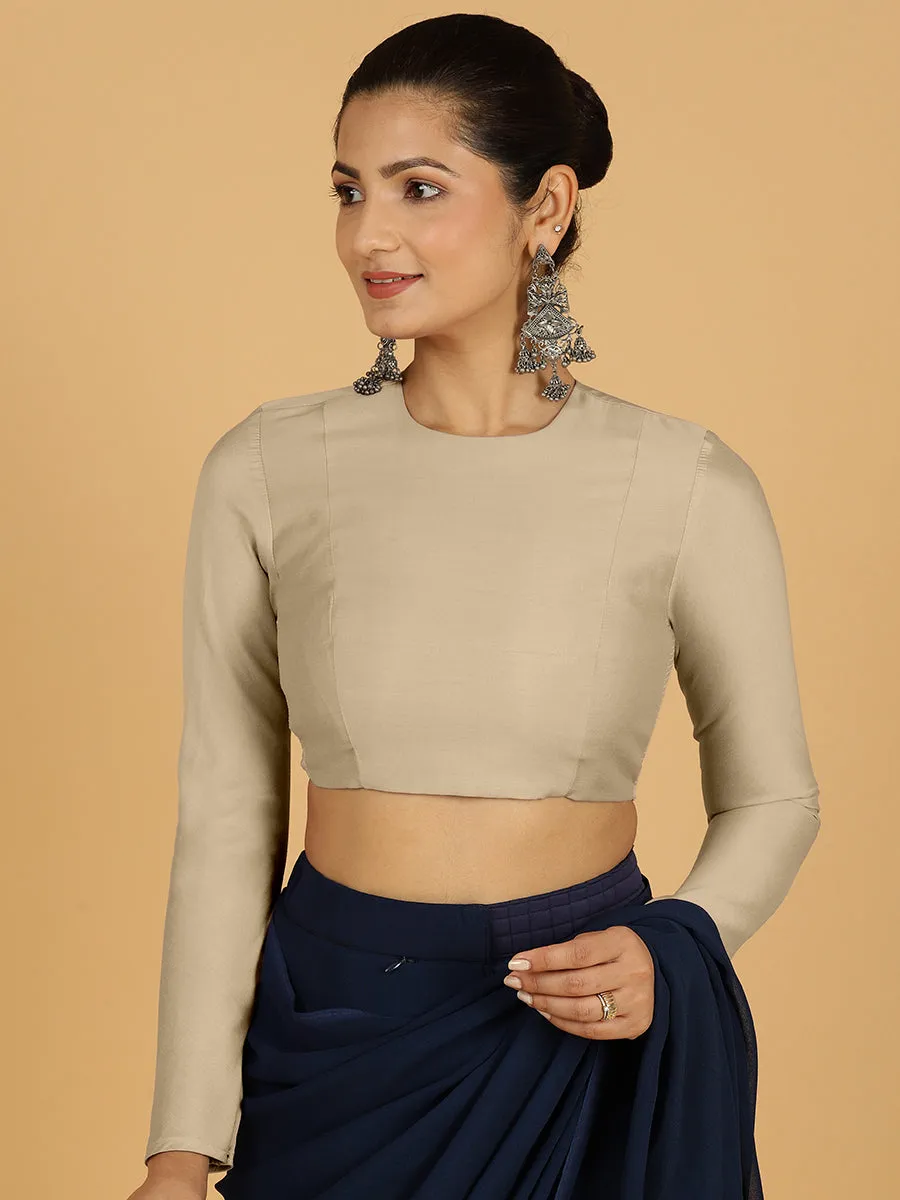 Jaya x Rozaana |  Saree Blouse in Oyster Grey