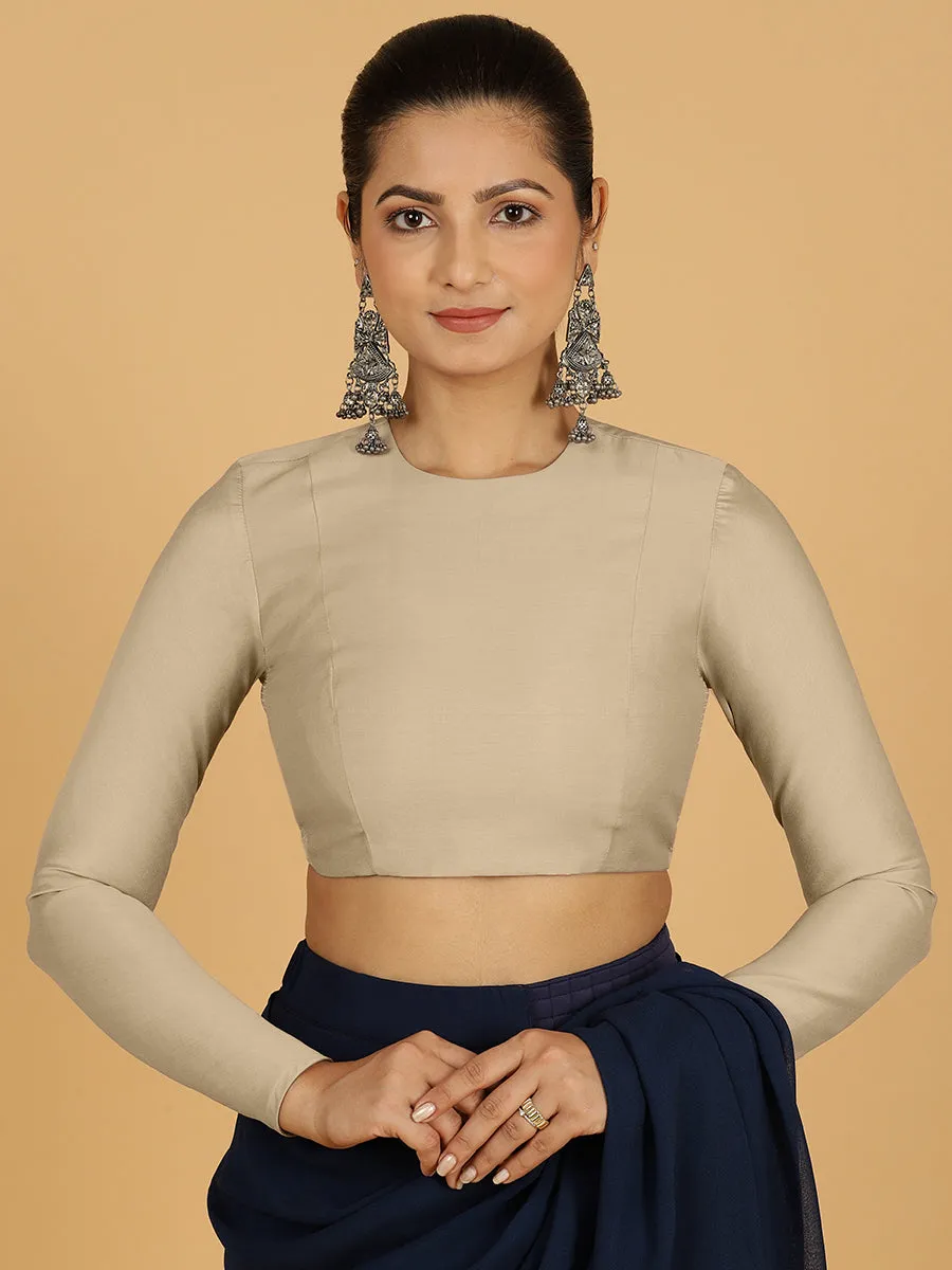 Jaya x Rozaana |  Saree Blouse in Oyster Grey