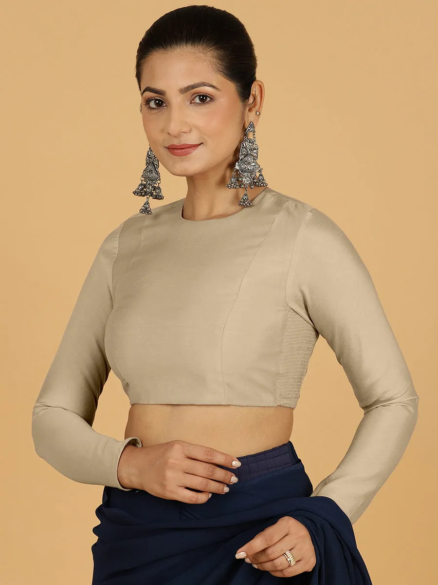 Jaya x Rozaana |  Saree Blouse in Oyster Grey