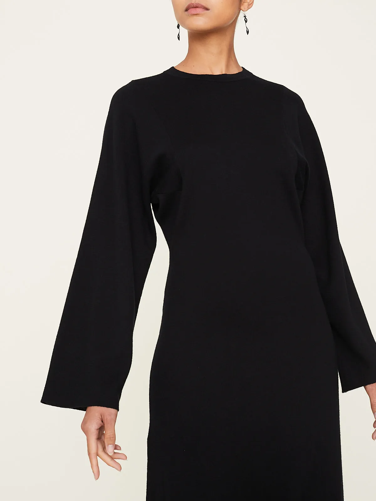 Laura Fine Gauge Double Knit Dress in Black