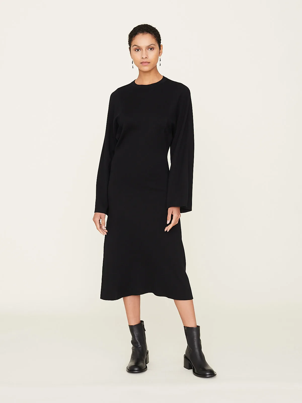 Laura Fine Gauge Double Knit Dress in Black