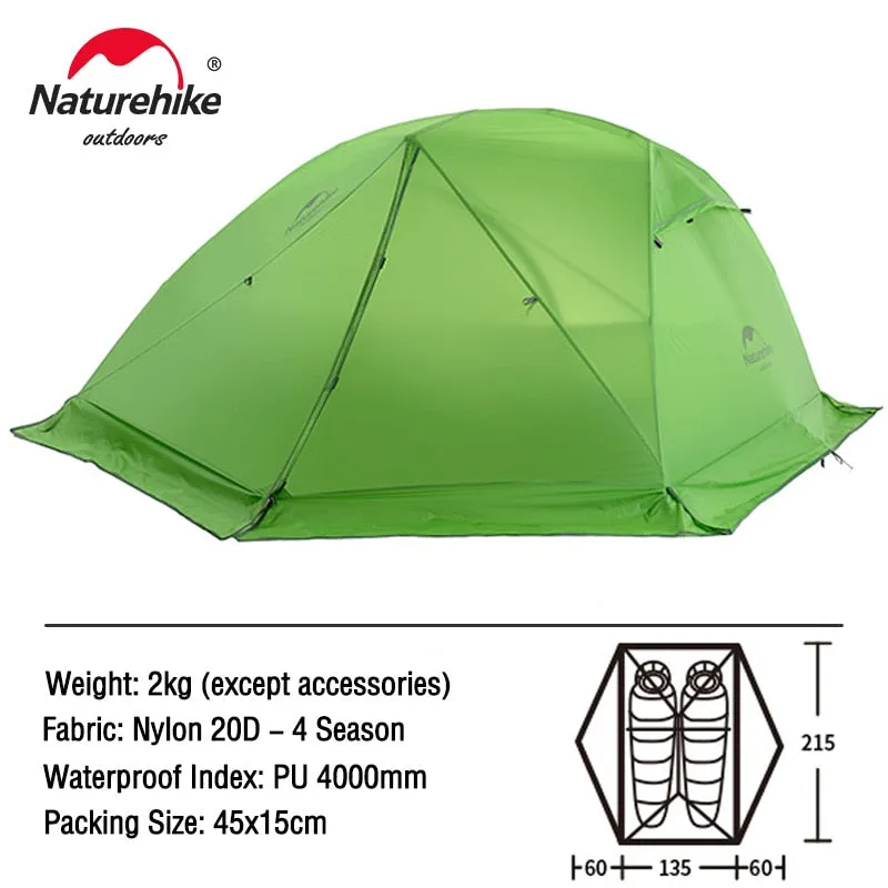 Naturehike Star River Camping Tent: 2-Person Ultralight Waterproof Tent | Double Layer | 4 Seasons | Ideal for Outdoor Travel, Hiking, and Camping