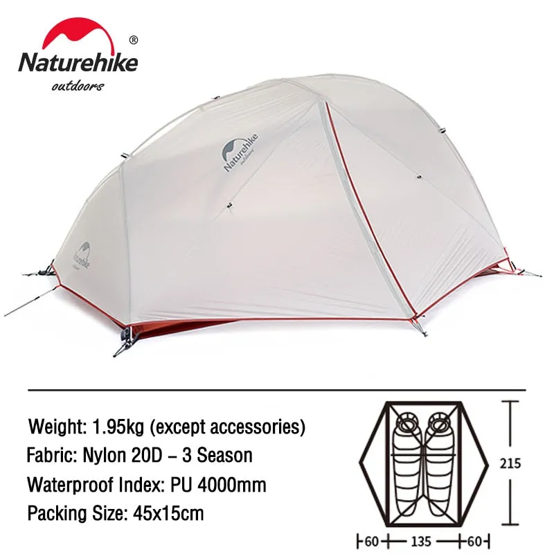 Naturehike Star River Camping Tent: 2-Person Ultralight Waterproof Tent | Double Layer | 4 Seasons | Ideal for Outdoor Travel, Hiking, and Camping