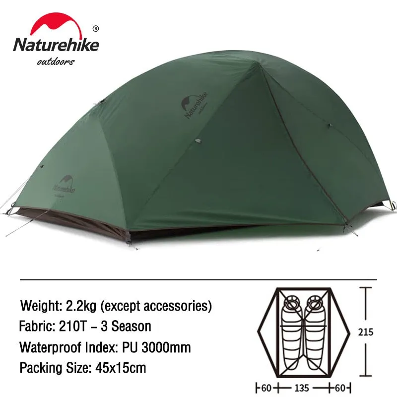 Naturehike Star River Camping Tent: 2-Person Ultralight Waterproof Tent | Double Layer | 4 Seasons | Ideal for Outdoor Travel, Hiking, and Camping