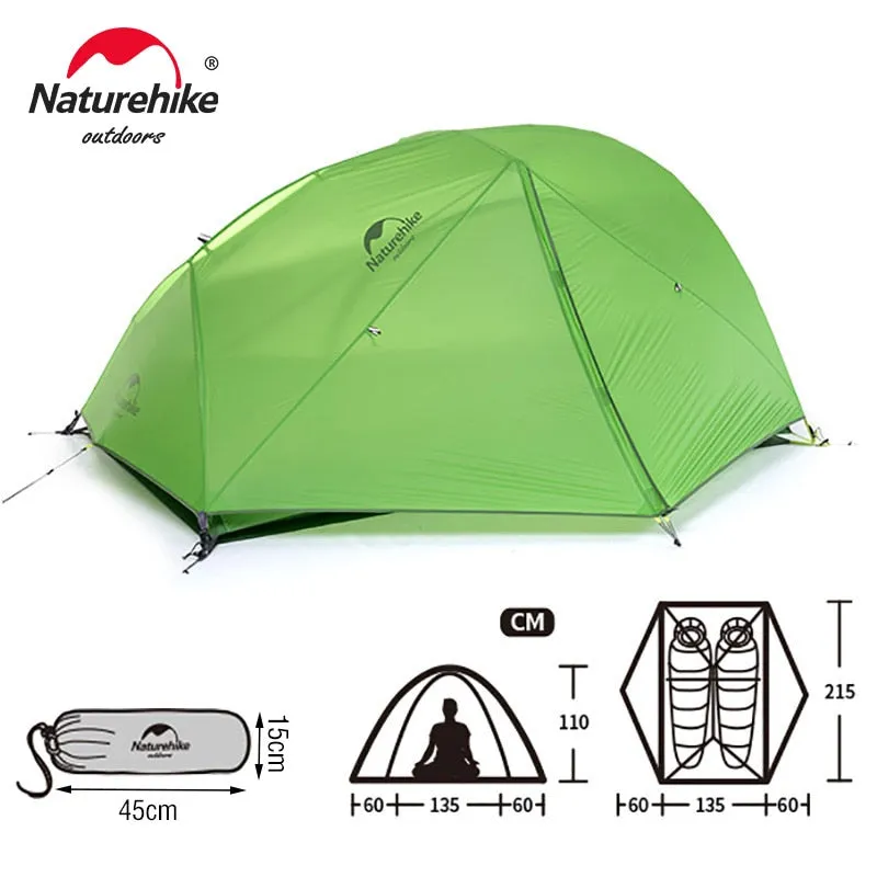 Naturehike Star River Camping Tent: 2-Person Ultralight Waterproof Tent | Double Layer | 4 Seasons | Ideal for Outdoor Travel, Hiking, and Camping