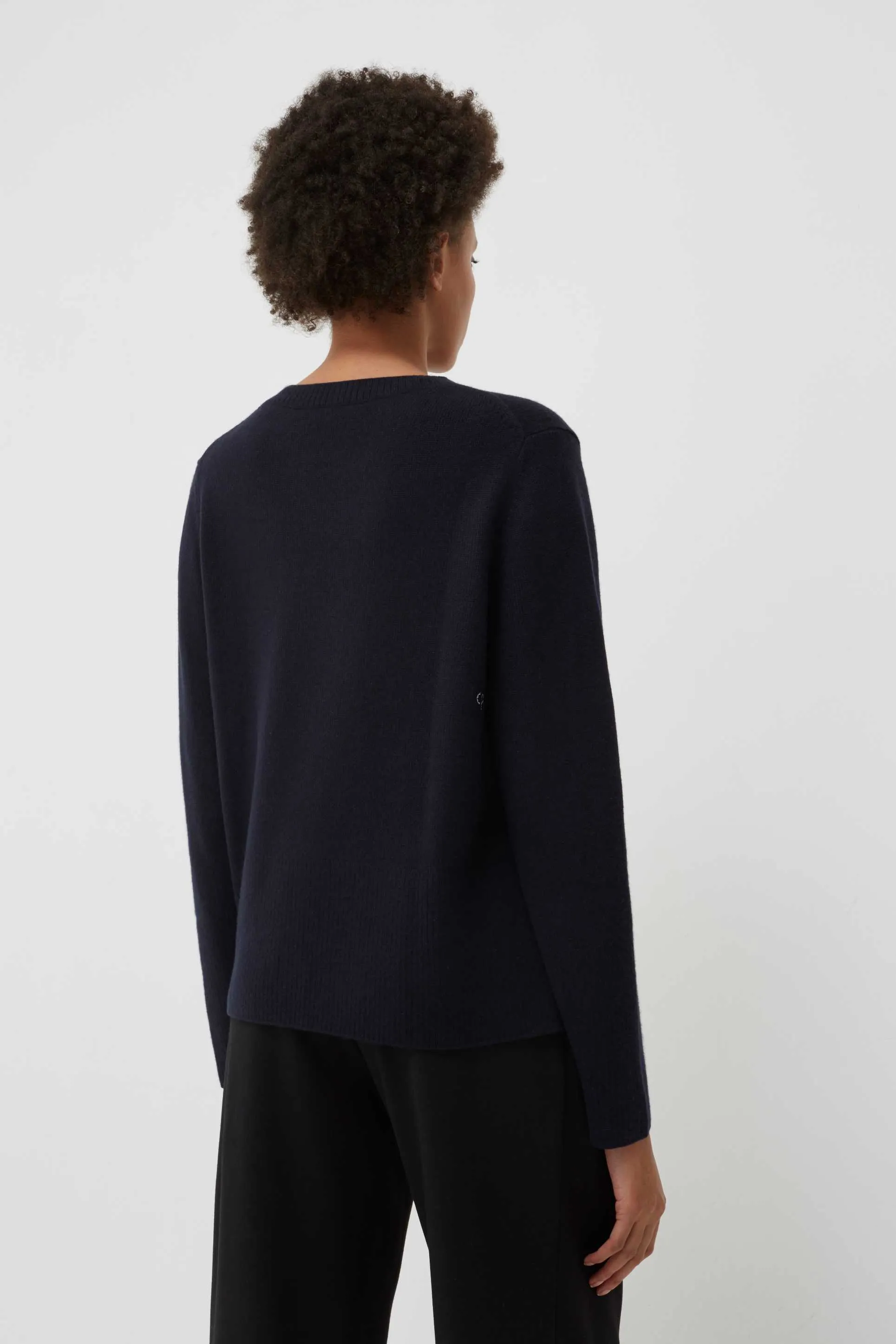 Navy Cashmere Boxy Sweater