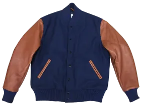 Navy/Cognac Classic Fit Varsity Jacket