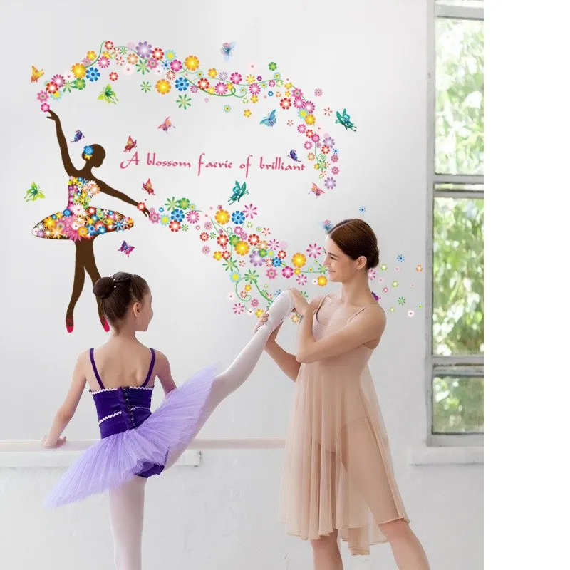 Obsessions Flower Fairy Dancing Girl for Dance Classroom Window Wall Decals