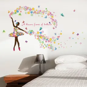 Obsessions Flower Fairy Dancing Girl for Dance Classroom Window Wall Decals