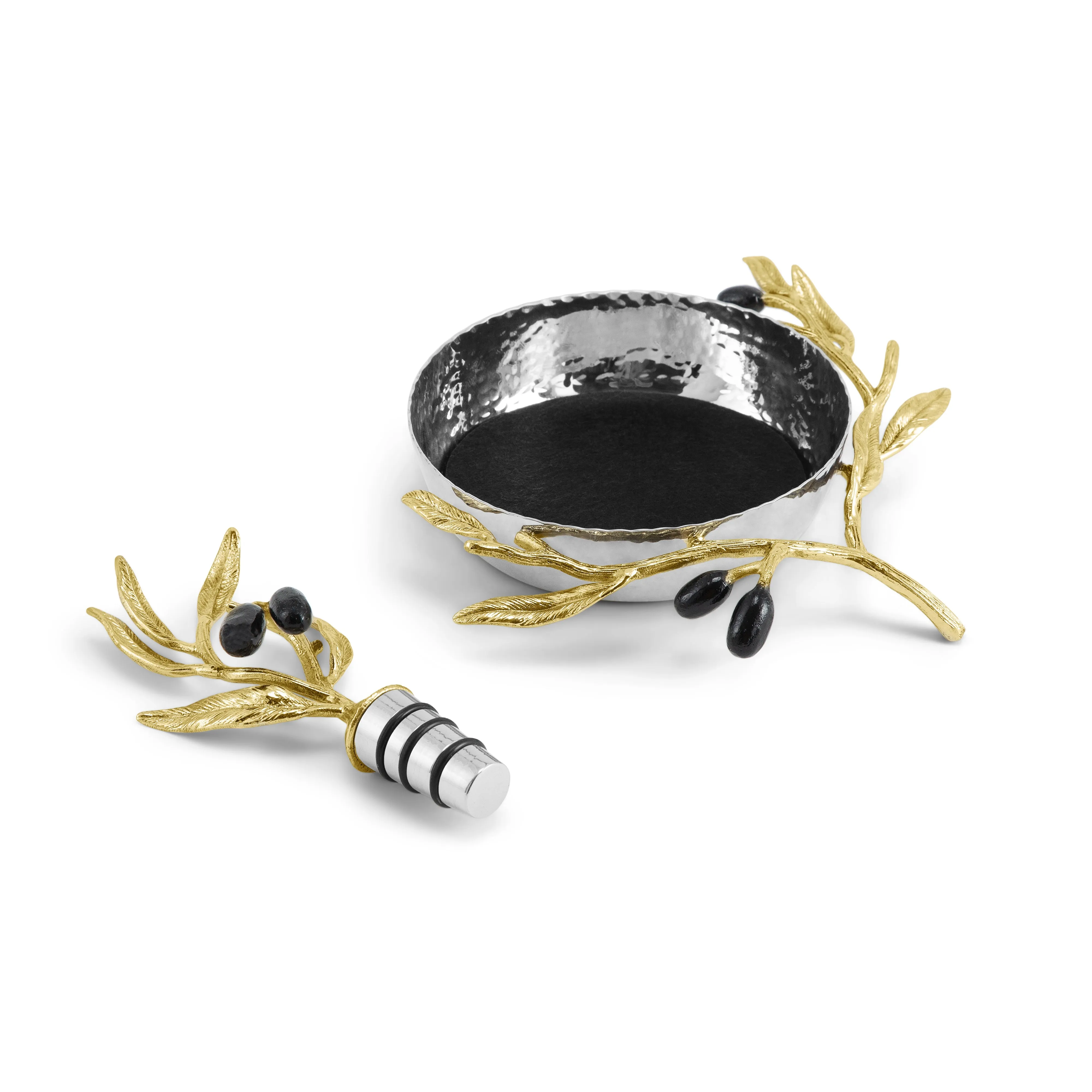 Olive Branch Wine Coaster & Stopper Set