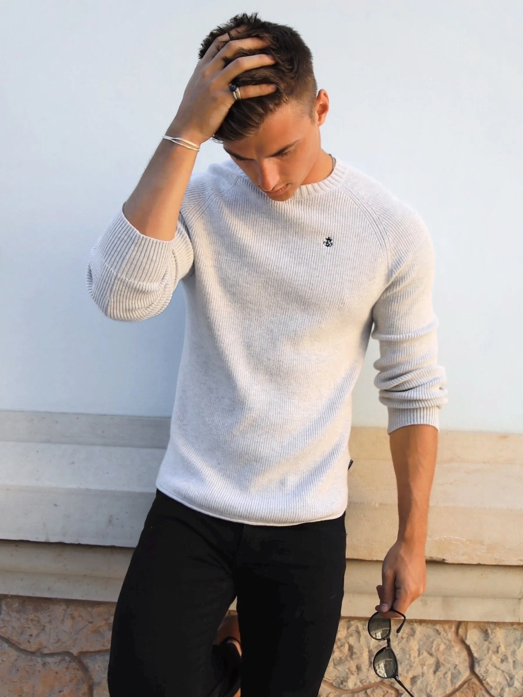 Olton Knit Jumper - Marl White