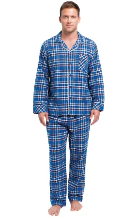 Plaid Long Sleeve Button-Front Flannel Men’s Pajamas