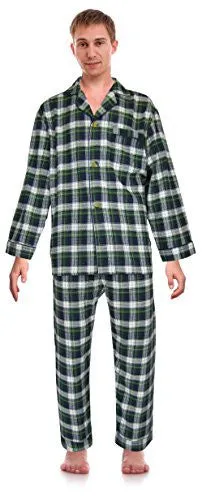 RK CLASSICAL SLEEPWEAR MEN’S 100% COTTON FLANNEL PAJAMA SET, SIZE X-LARGE TALL GREEN