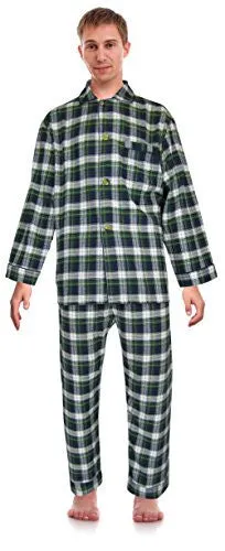 RK CLASSICAL SLEEPWEAR MEN’S 100% COTTON FLANNEL PAJAMA SET, SIZE X-LARGE TALL GREEN