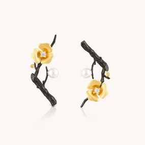 Rosebud Black Stud Earrings