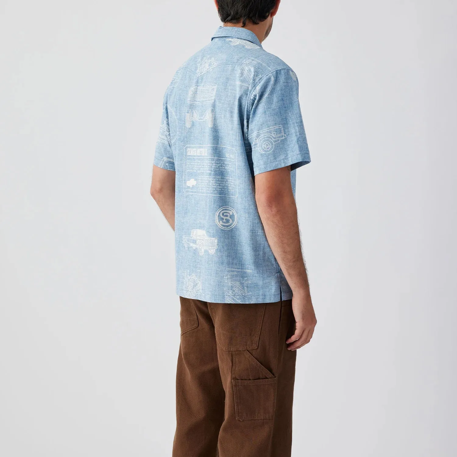 Schooner 3/4 Button S/S Blue- Seager