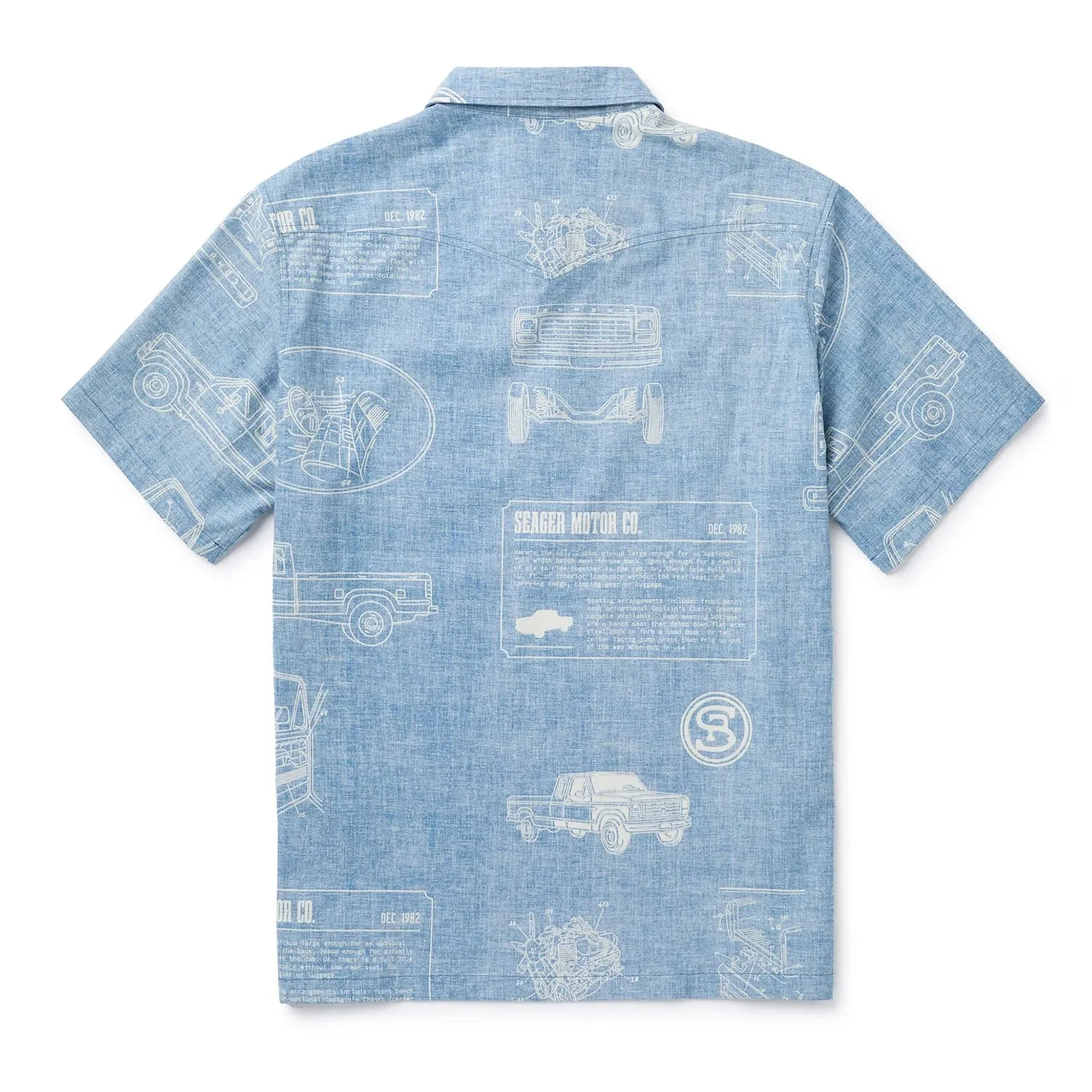 Schooner 3/4 Button S/S Blue- Seager