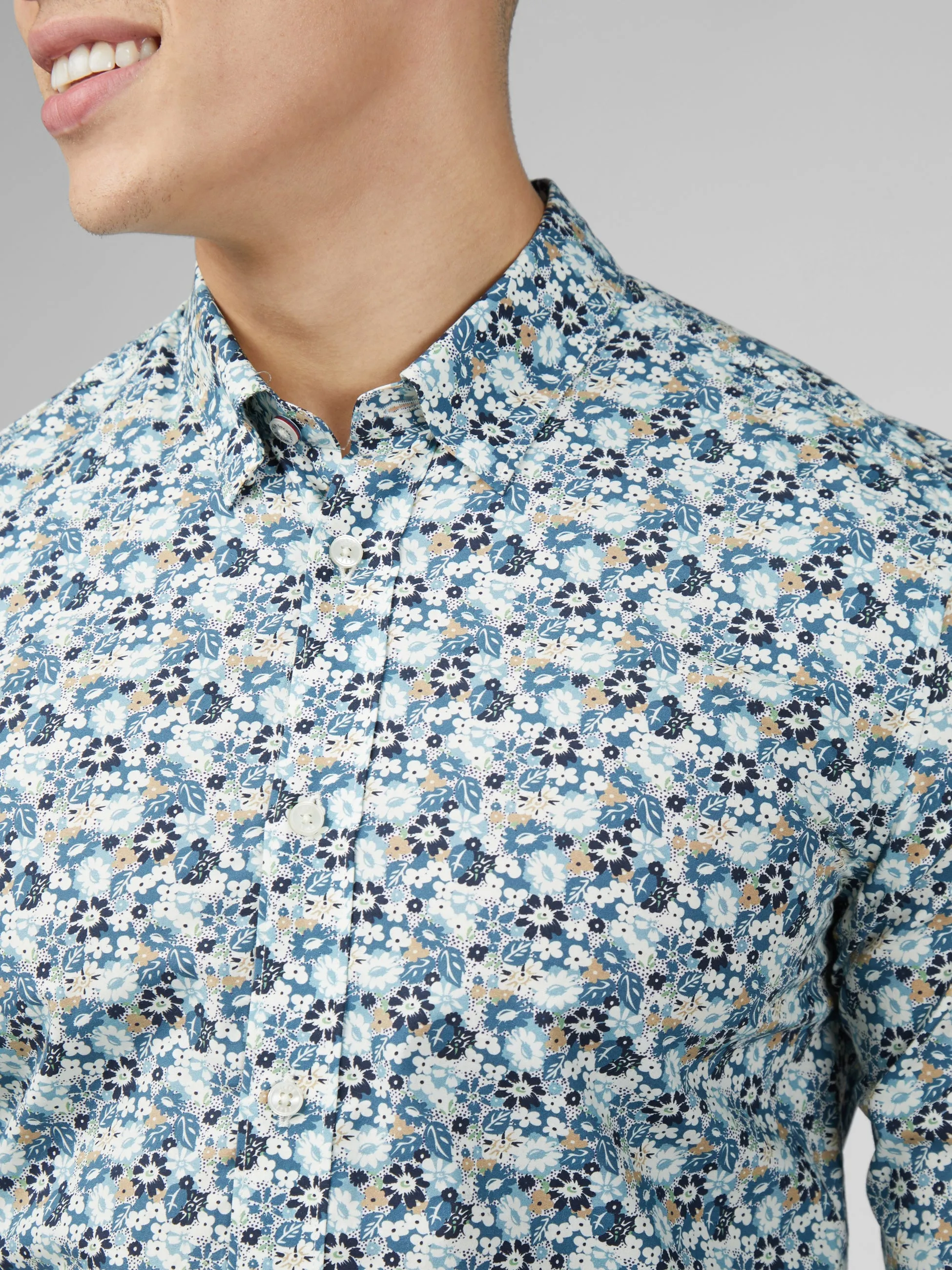 Signature Multicolor Floral Print Shirt - Petrol