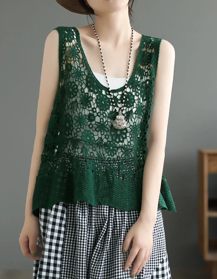 Summer Hollow Lace Vest Pullover for Women